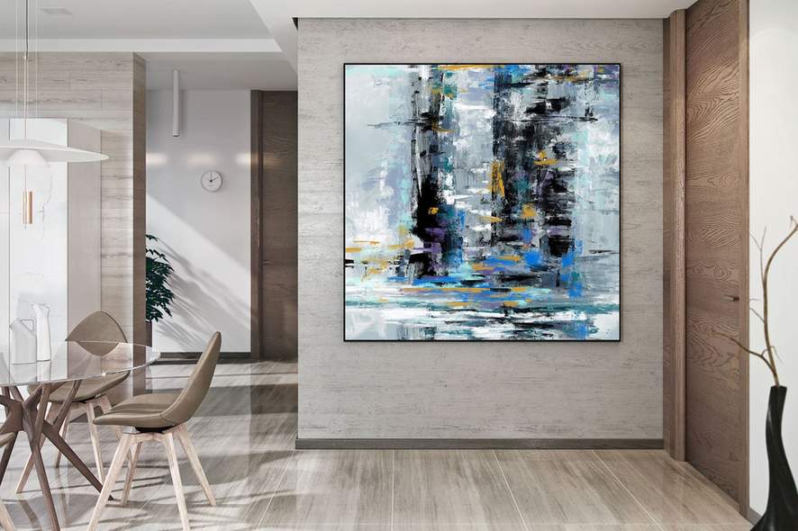 blue textured wall art